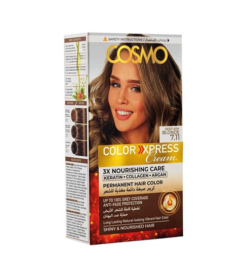 Cosmo Permanent Hair Color Natural 7.11 Deep Ash Blonde